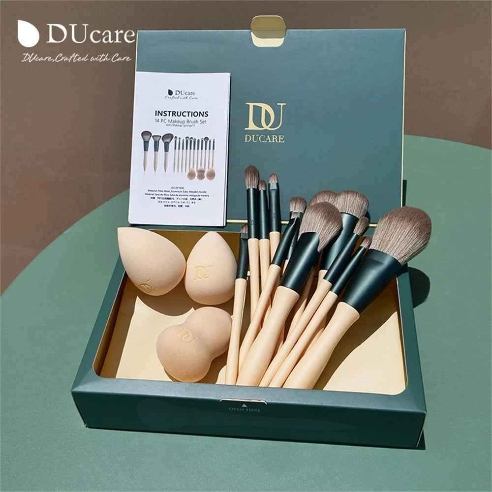 DUcare Makeup Set: 14 Brushes & 3 Sponges