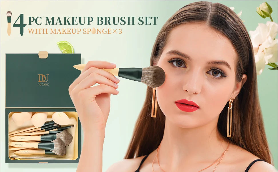 DUcare Makeup Set: 14 Brushes & 3 Sponges