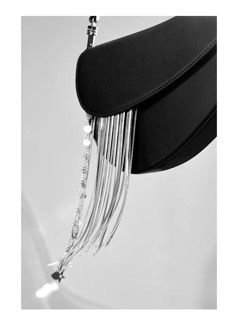 BAFELLI Leather Tassel Crossbody Purse