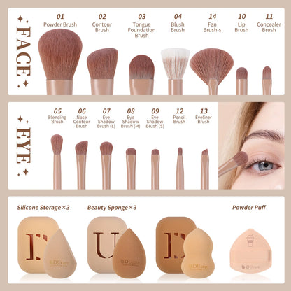 DUcare Coffee Brush Set: 14PCS Brush 3PCS Sponge