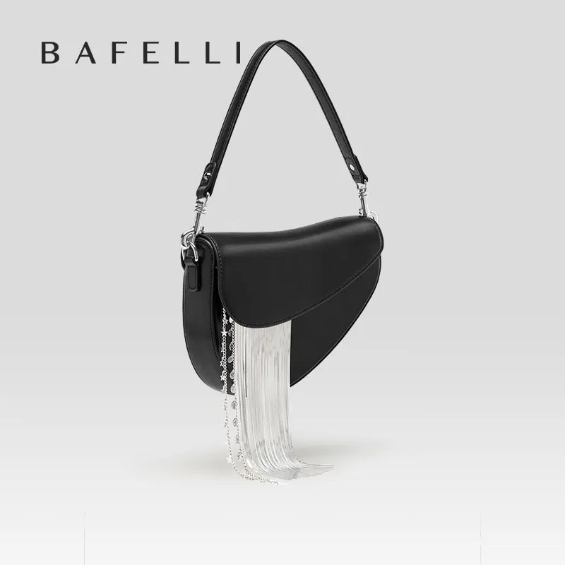 BAFELLI Leather Tassel Crossbody Purse