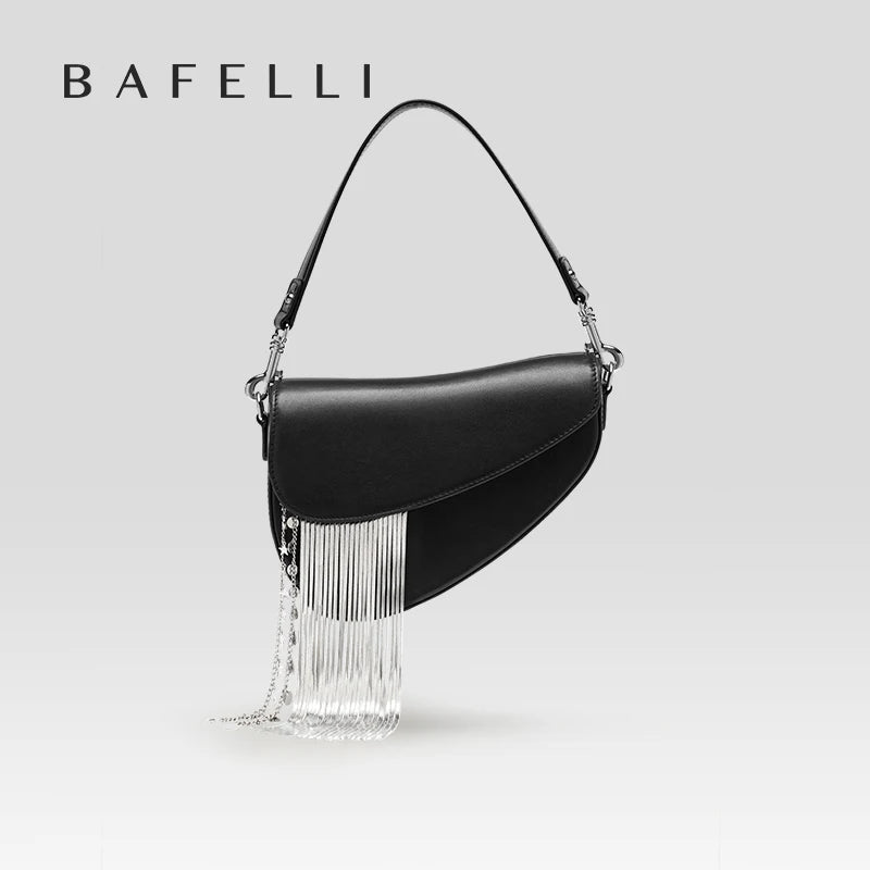 BAFELLI Leather Tassel Crossbody Purse